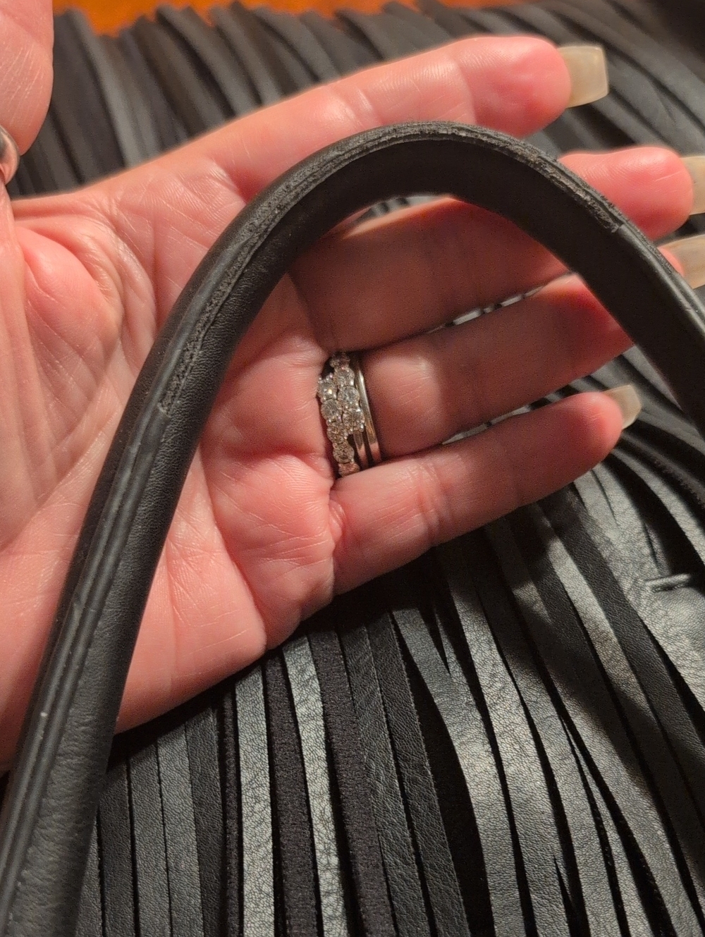 Fashion Forward Black Fringe Tote Bag Vegan Unbranded 15" Wide 16.5 Long - Picture 7 of 10